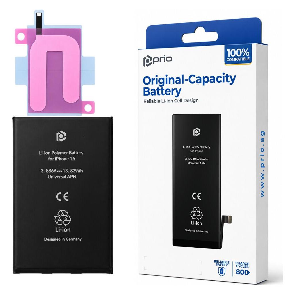 prio Akkuzelle für iPhone 16 (ohne Flex-Kabel) (PBA-1226)