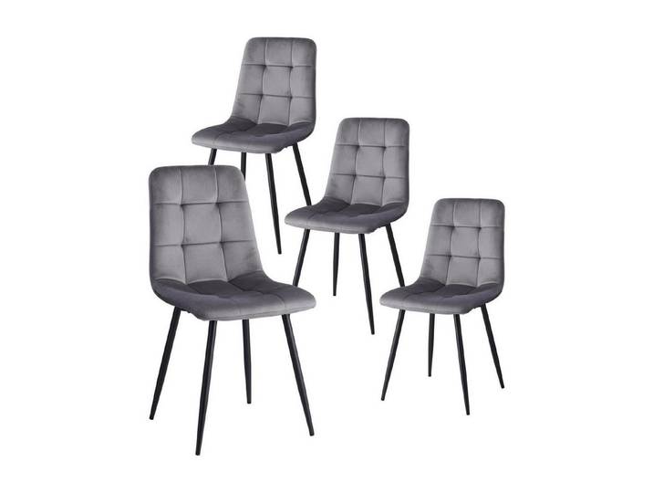 LuxusKollektion Esszimmerstuhl Esszimmerstühle 4er Set Samtbezug Metallbeine Grau Grau-hl 4er-Set