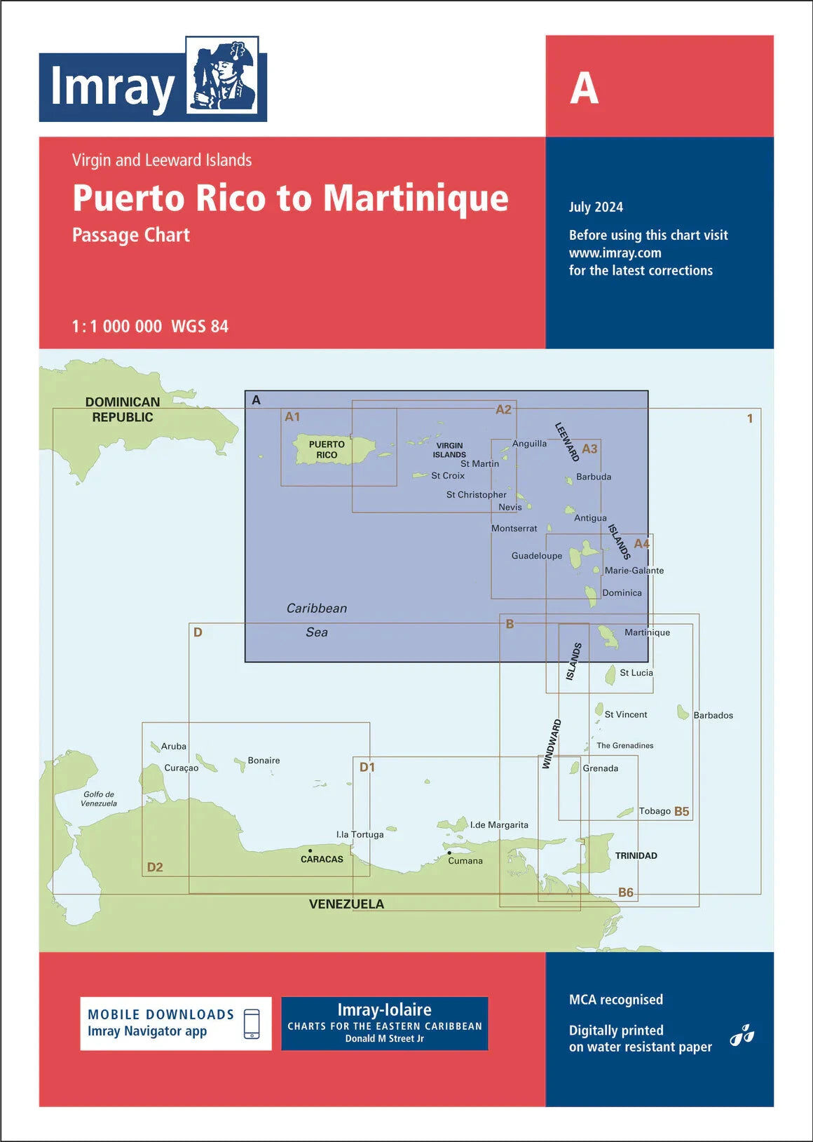 Carte marine A - Puerto Rico to Martinique 1/1M   Imray