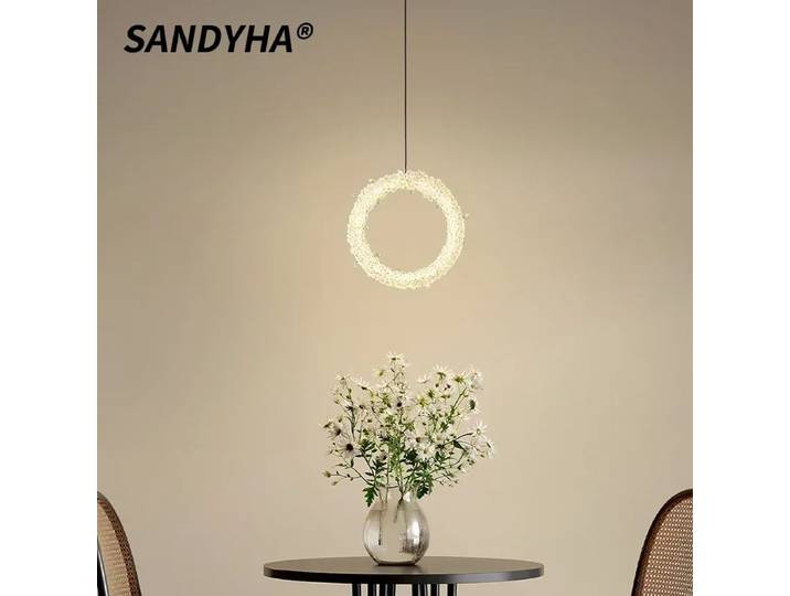 SANDYHA moderne minimaliste suspension créative abat-jour en cristal Design lampe à LED salon décoration Table à manger éclairage