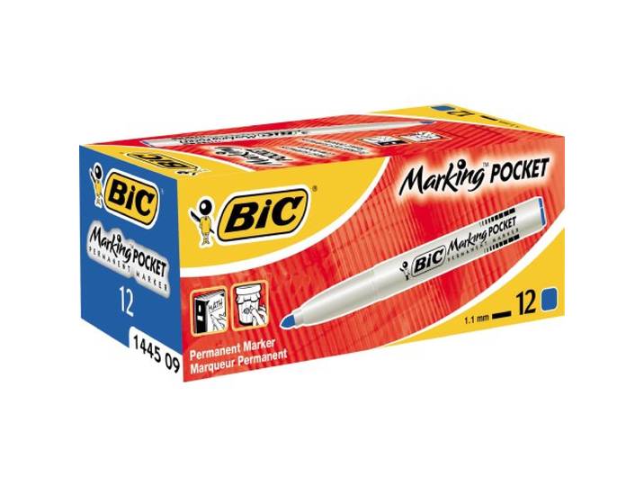 BIC Marking Fine 1445 06 Permanent Marker, 1,1 mm, blauw, 12 stuks