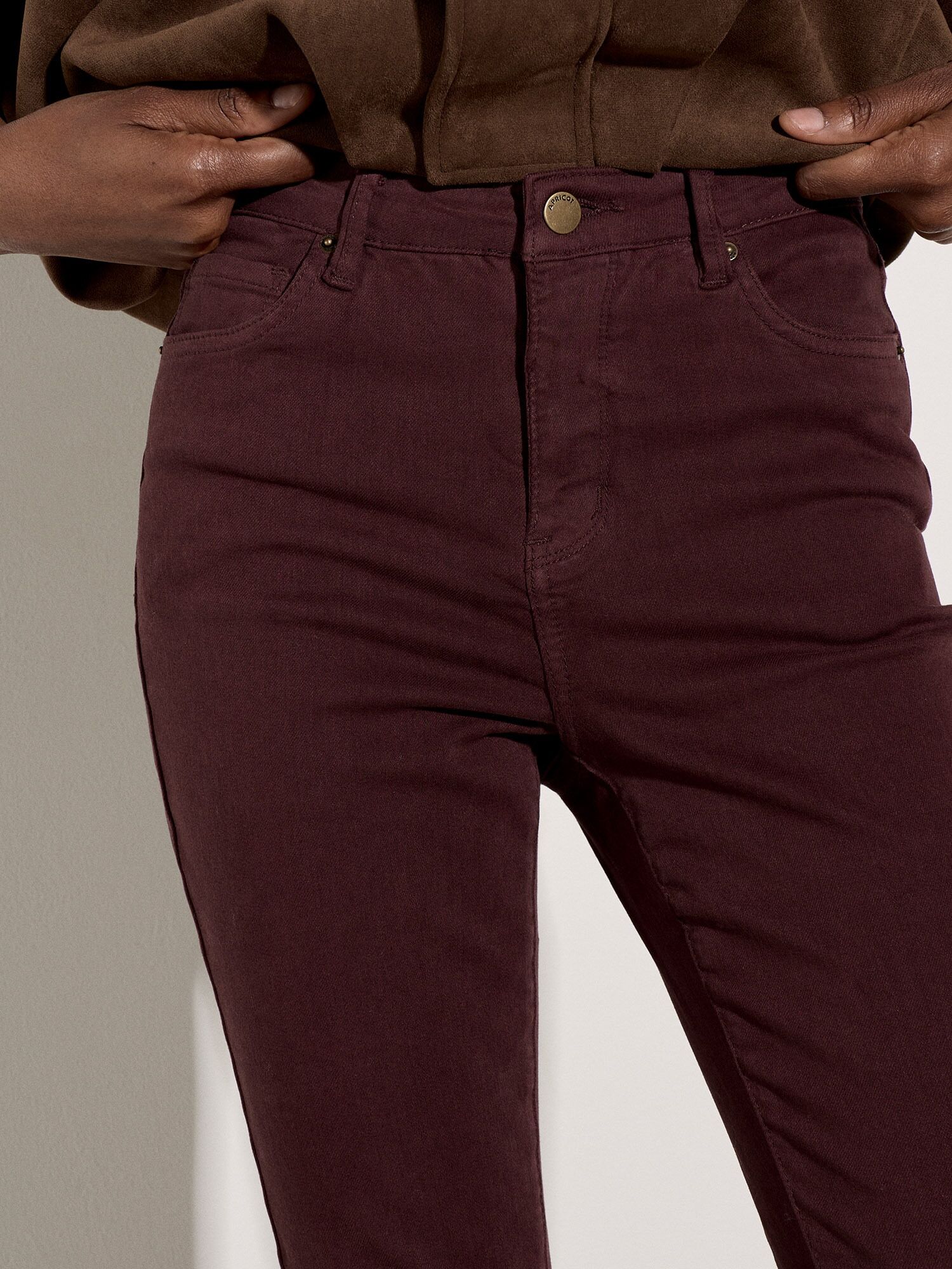 Skinny-fit-Jeans APRICOT "Skinny-Jeans", Damen, Gr. 36, N-Gr, braun (burgund), Denim, , Modisch, skinny fit knöchellang, Jeans, in unifarben