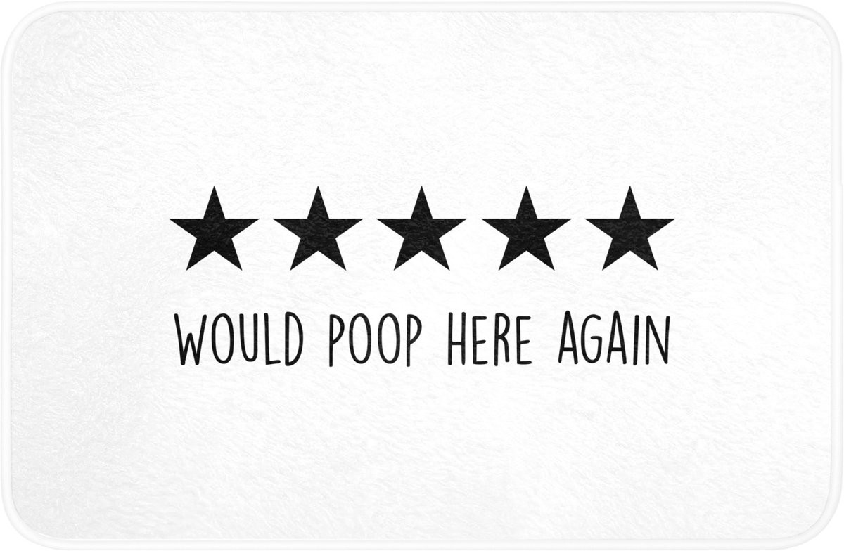 OnlyWow Badmat met Quote Would poop here again - Zwart - 60 x 40 cm