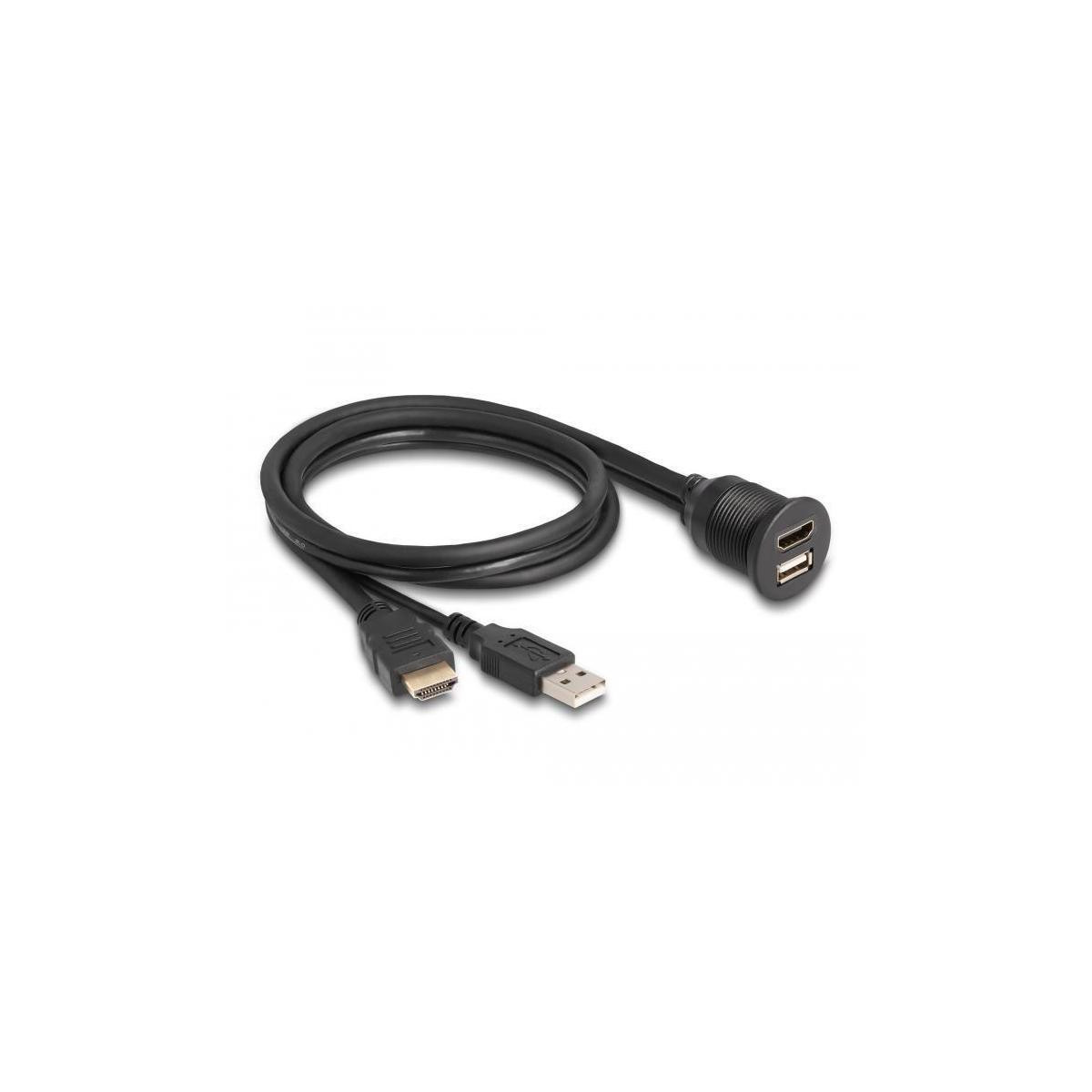 Delock HDMI naar HDMI en USB 2.0 kabel voor inbouw, waterdicht, 1 meter