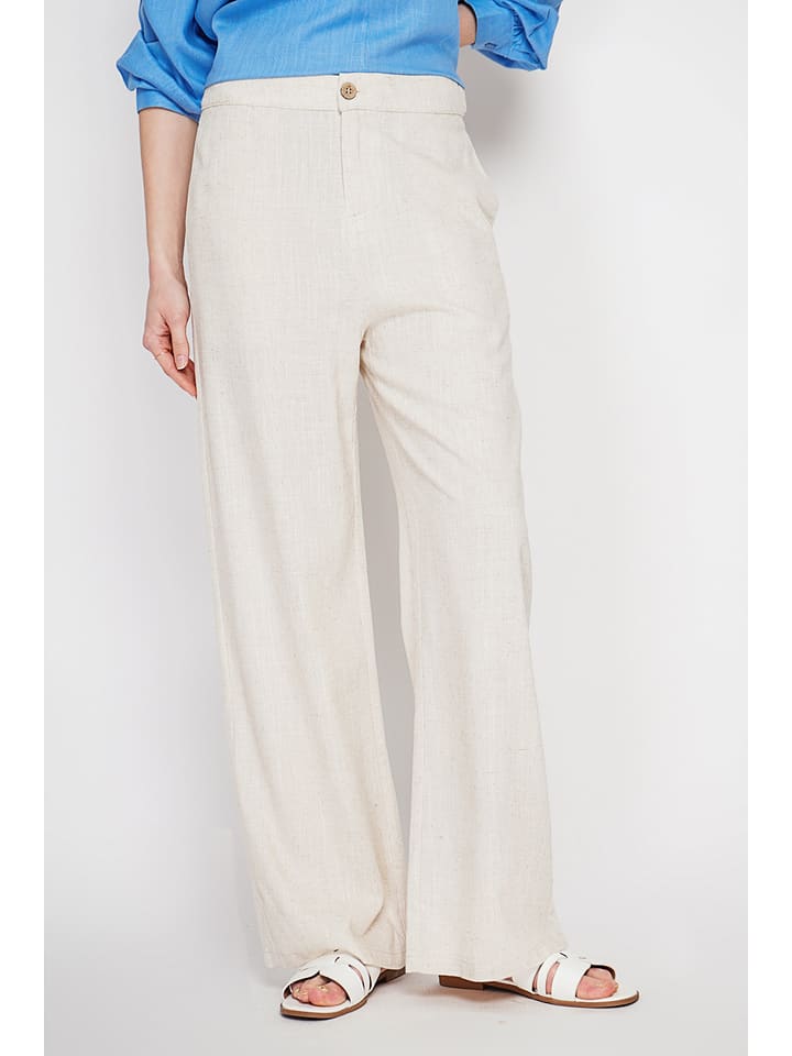 ASSUILI Leinen-Hose in Creme - 38
