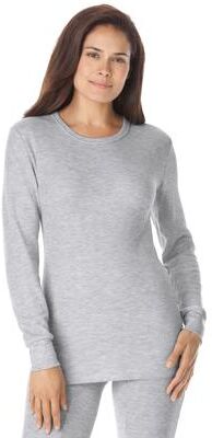 Plus Size Women's Thermal Crewneck Long-Sleeve Top by Comfort Choice in Heather Grey (Size M) Long Underwear Top