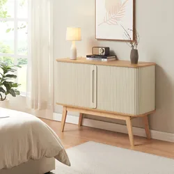Kommode Tysvær 110x40x80 cm Bambus/Cremeweiß [en.casa]