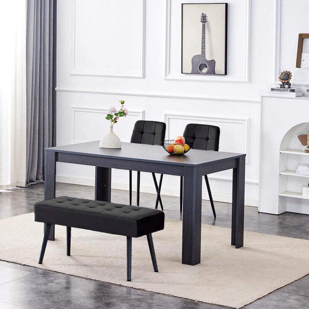 Fairmont Park Dining Table With Black Velvet Padded Dining Chairs and Bench Dining Set Dark Grey 4