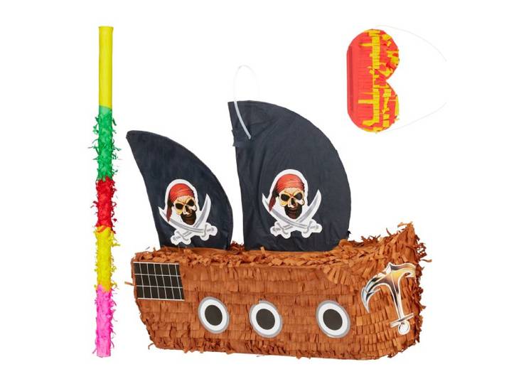 Relaxdays 3 tlg. Pinata Set Piratenschiff
