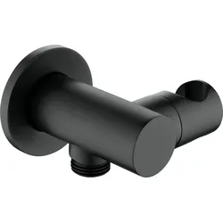 Neuesbad Serie 310 Eckanschluss Verstellbar mit Dusche Halterung, Rund, Schwarz NB1DENACN57K1