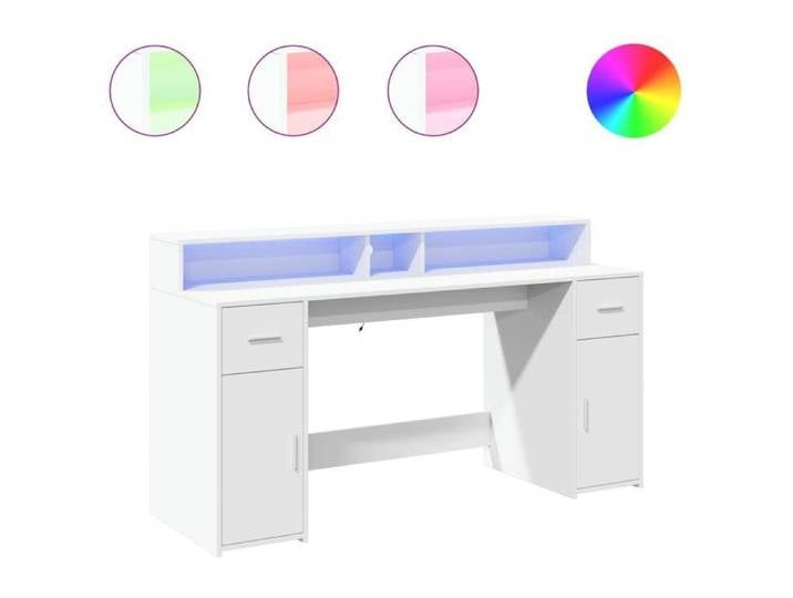 VIDAXL - Meuble de bureau - Bureau avec lumières LED blanc 160x55x91 cm - bois d'ingénierie_1691