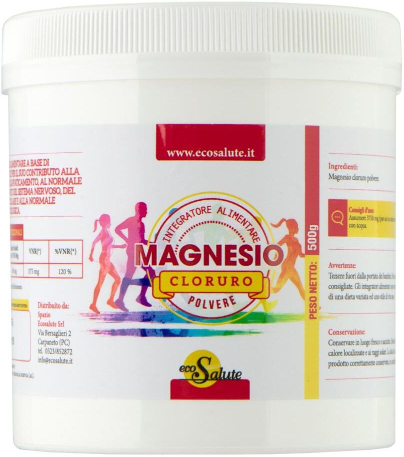 SPAZIO ECOSALUTE Srl Magnesio Polvere Cloruro 500g - Integratore Alimentare e Relax