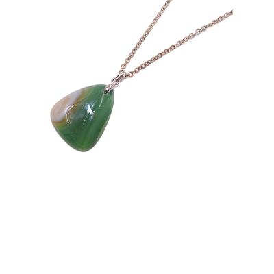 Kette mit Anhänger FIRETTI "Schmuck Geschenk, Achat", grün (silberfarben, edelstahlfarben, grün), Halsketten, Damen, Edelstahl Silber 925 (Sterlingsilber), L: 50 B: 2mm, Edelstahl, Silber 925 (Sterlingsilber), Made in Germany - mit Achat, B:2mm