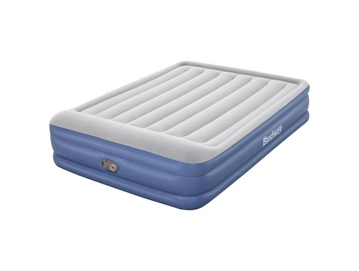 P & B Luftbett Tritech AIR 67630, Hellgrau, Dunkelblau, Kunststoff, 152x46x203 cm, RoHS, Dekra, integrierte elektrische Pumpe, integriertes Kissen, beflockte Schlafseite, Schlafzimmer, Betten, Gästebetten, Luftbetten