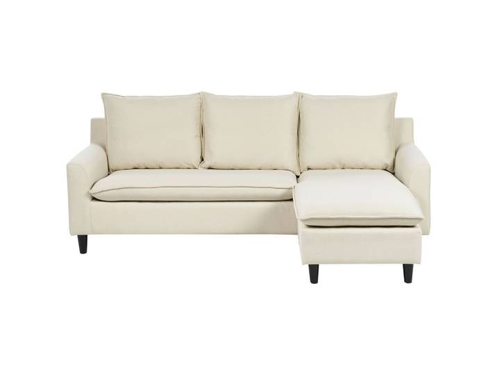 ECKSOFA 3-Sitzer Stoff Hellbeige linksseitig Elvenes