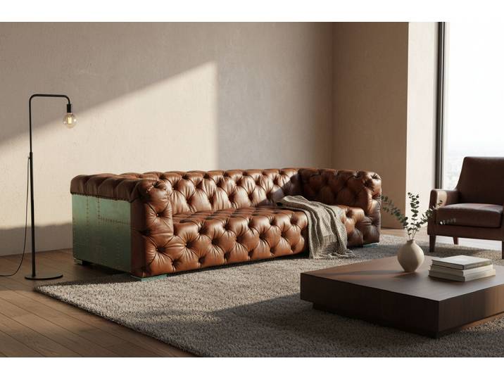 Canapé Chesterfield Aviateur en Cuir - Brown