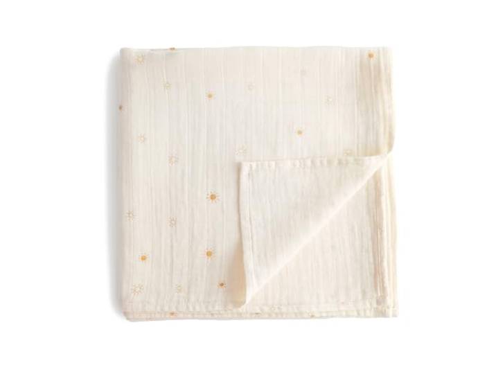 Mushie Musselin Baby Wickeldecke 100% Bio-Baumwolle Sichere, Hochwertige & Langlebige Erstausstattung für Kleinkinder Kinder Jungs & Mädchen (Sonne)