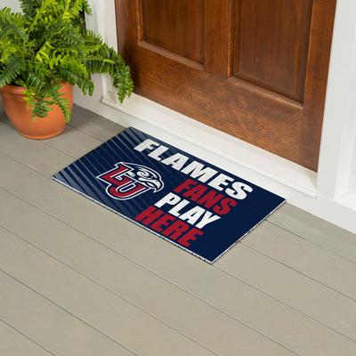 Evergreen "28 in. x 16 in. Liberty University ""Fans Play Here"" PVC Door Mat"