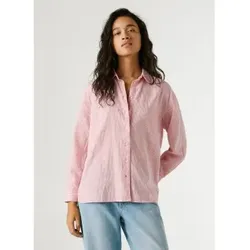 Pepe Jeans für Damen. PL3051395 Gestreiftes Hemd mit lockerer Passform rosa (M), Lässig, Baumwolle, Langarm