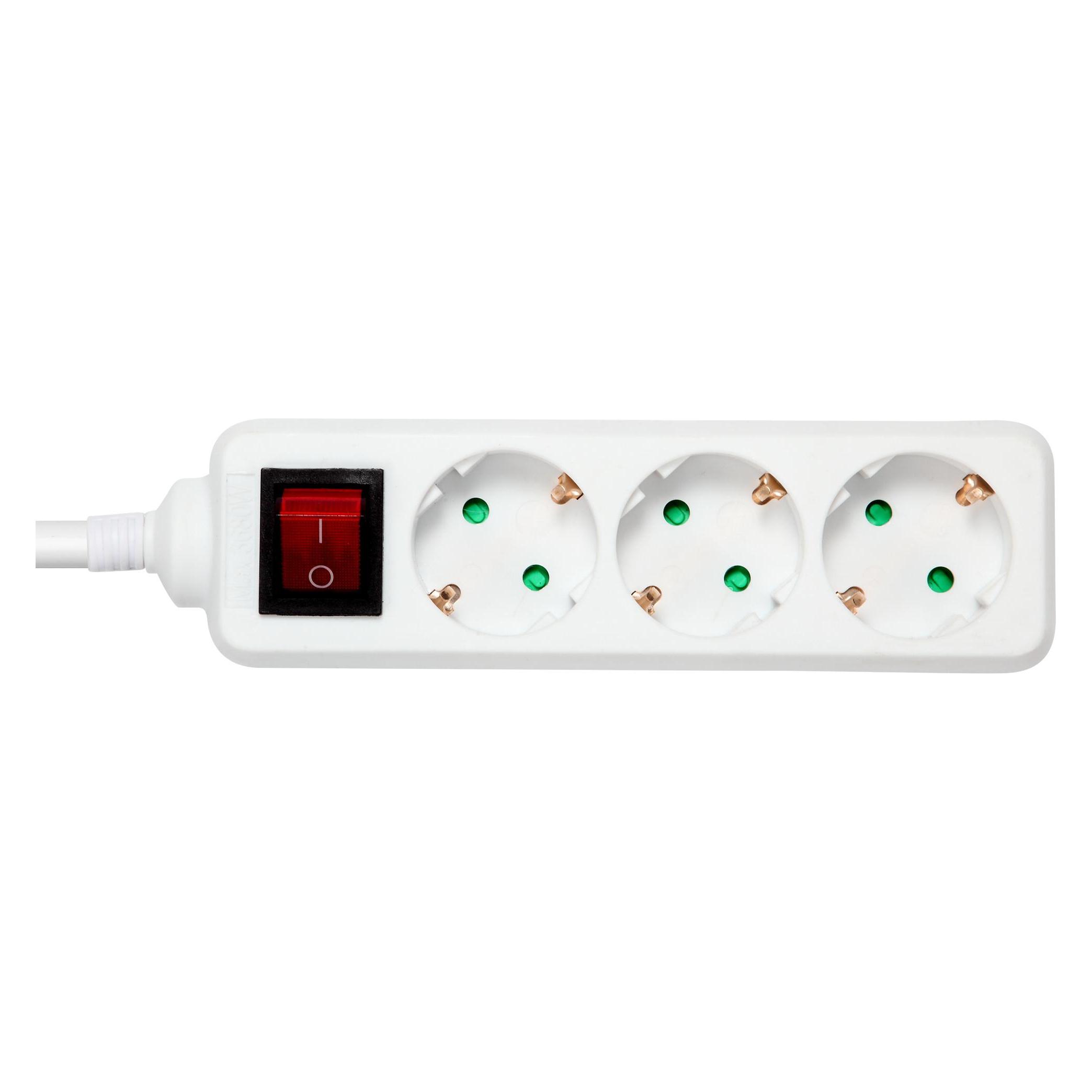 Deltaco GT-0351 power extension 3 AC outlet(s) Indoor White (3x, CEE 7/3, 3 m) (GT-0351)