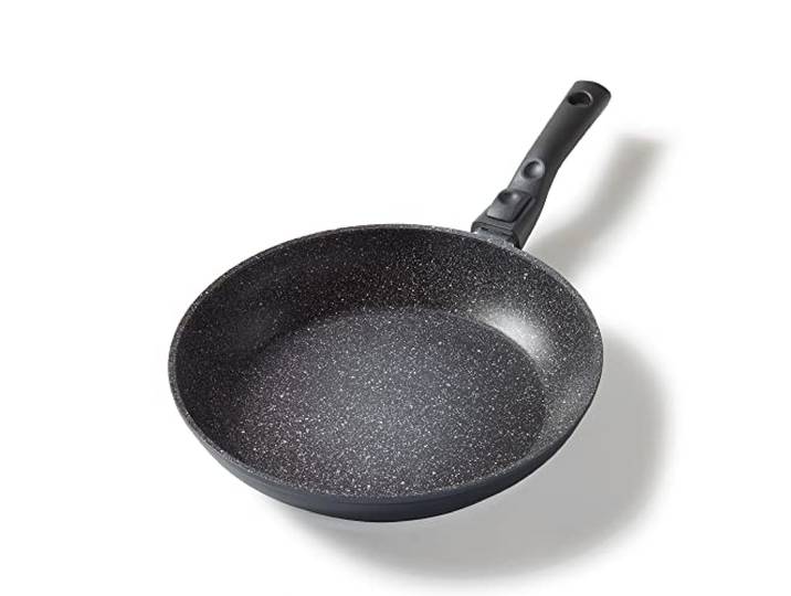 STONELINE® FLEX Made in Germany Bratpfanne 28 cm, mit abnehmbarem Griff, auch für öl- und fettfreies Braten, kratzfeste Antihaftbeschichtung mit echten Steinpartikeln, Induktionspfanne