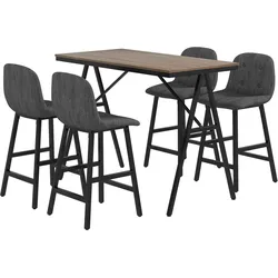 BARTISCH mit Barhocker Set, 5-teilig Essgruppe, Küchentisch, Bartisch Set, Braun