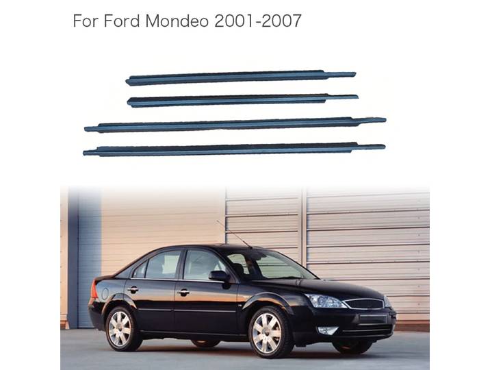 Kit de 4 joints d'étanchéité en caoutchouc pour vitres de Ford Mondeo 2001-2007, bande d'étanchéité latérale pour vitres de portières, bande d'étanchéité étanche