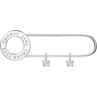 Anstecknadel THOMAS SABO "Brosche weiße Steine, X0279-225-14", silber (silberfarben, weiß, weiß), Broschen, Damen, Silber 925 (Sterlingsilber)