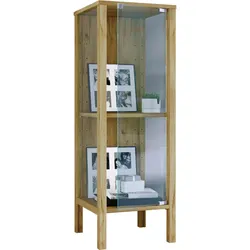 VCM Glasvitrine stehend Jensol S – Vitrinenschrank mit ESG-Sicherheitsglas, moderne Standvitrine, Glasfront & Seitenteile, platzsparende Vitrine, ca. 98 x 33 x 35 cm