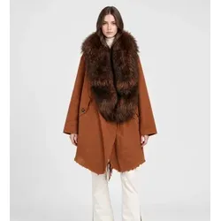 Bazar Deluxe für Damen. S1229 Doppelmantel braun (38), Lässig, Wolle