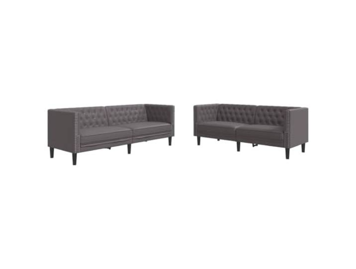 Coespram Chesterfield Sofa Set 2-teilig Couch Garnitur Grau Kunstleder Elegante Knopfheftung und dicke Schaumstoffpolsterung bringen hohen Komfort sowie zeitlosen Charme in jedes Wohnzimmer.