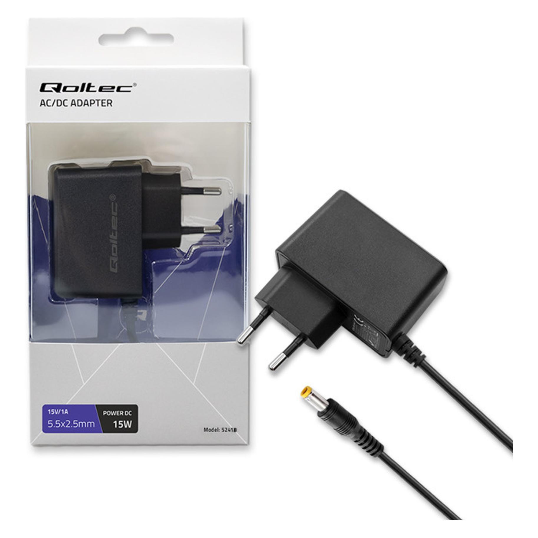 Qoltec Netzteil Steckernetzteil 15W | 15V | 1A | 5,5*2,5 (15 W) (52418)