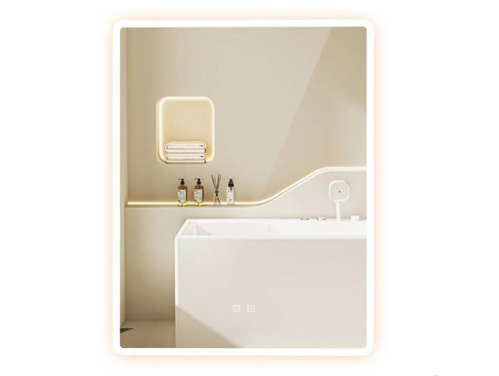 Miroir de Salle de Bain LED - CREMLANK - Deux haut-parleurs Bluetooth - luminosité réglable - 60X80X0.5CM