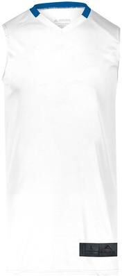 Augusta Sportswear 1730 Athletic Men's Step-Back Basketball Jersey T-Shirt in White/Royal size Large   Polyester