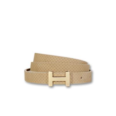 Koppelgürtel SILBERGIFT "Koppelgürtel mit prägnanter goldener H Schließe", Damen, Gr. 80, beige, Rindsleder, Gürtel Koppelgürtel