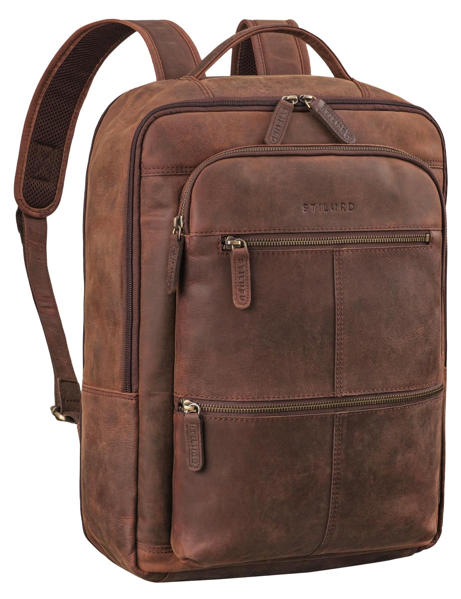 Großer Leder Laptop Rucksack bis 17 Zoll