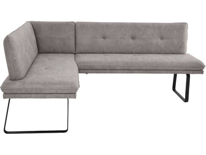 Eckbank K+W KOMFORT & WOHNEN, grau (hellgrau), B:157cm H:87cm T:207cm, Sitzbänke, Eckbank, Polstereckbank in Spitzkissenoptik, Sitz und Rücken gesteppt
