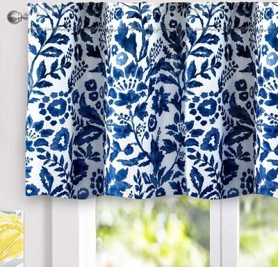 DriftAway Julia Watercolor Blooming Flower Floral Lined Window Curtain Valance - 52'' width x 24'' length