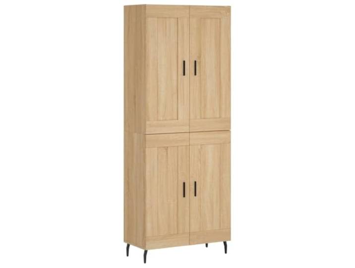 GHVBNMF Highboard Sonoma-Eiche 69,5x34x180 cm Holzwerkstoff Stilvoller Aufbewahrungsschrank mit Eisenbeinen und Türen für Wohnzimmer und Flur. Bietet reichlich Platz für Utensilien.