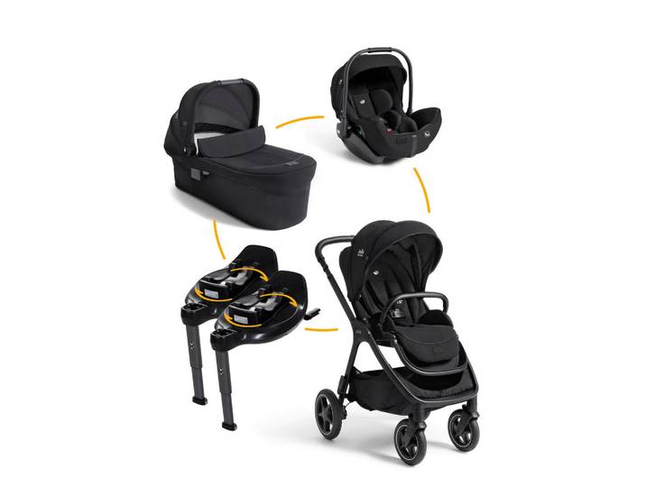 Joie Signature Kinderwagenset Finiti Sparset inkl. 2 Isofix-Bases, Schwarz, Metall, 5-teilig, 63x111x84 cm, EN 1888, UV 50+, ECE R 129 i-Size, Feststellbremse, Fußstütze abklappbar, Federung, kugelgelagerte Räder, 5-Punkte-Gurt, für Babyschale geeignet, Griff in Lederoptik, Transportsicherung, Sitz umsetzbar, Teleskopgriff,ergonomischer Tragebügel, höhenverstellbare Kopfstütze, Sonnendach, integriertes Gurtsystem, schadstoffgeprüft, verstellbare Sitz- und Schlafpositionen, Isofix-Befestigung, 3-Punkt-Gurt,5-Punkt-Gurt, Gurtschoner, Schutzbügel abnehmbar, Sichtfenster, Sitzverkleinerer, Sitz umsetzbar, Sportsitz mit verlängertem Verdeck,Matratze, Baby on Tour, Kinderwagen, Kombikinderwagen