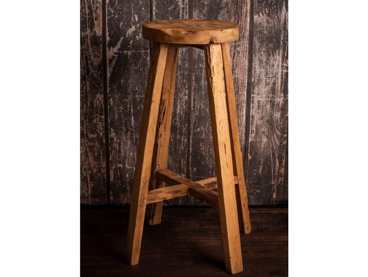 Couchcenter Barhocker Teakholz Teak Holz massiv Barhocker rund Semar Bar Hocker, Teakholz