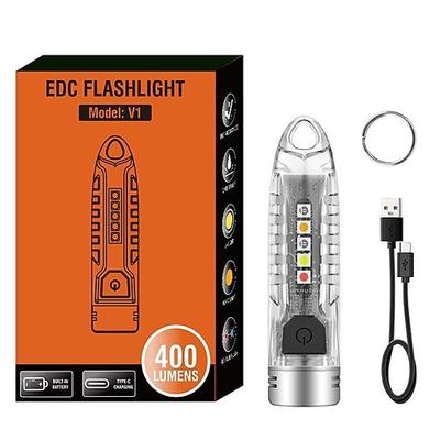V3-LED-Schlüsselanhänger-Taschenlampe mit wiederaufladbarer Typ-C-Taschenlampe, Mini-Schlüsselanhänger-Licht mit seitlicher Blendung, multifunktionales Arbeitslicht