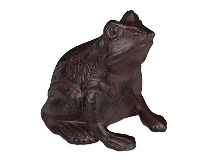 Relaxdays Figurine de Jardin Grenouille\, Assise\, en Fonte\, Apparence Antique\, étanche\, Figurine de Grenouille\, Marron