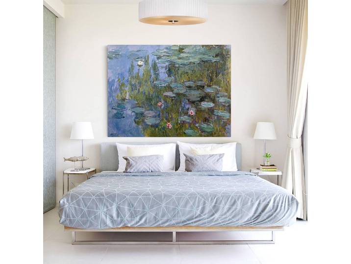 Leinwandbild Seerosen Nympheas I Leinen Violett 80cm