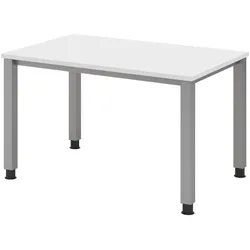 bümö manuell höhenverstellbarer Schreibtisch 120x80 cm in weiß - PC Tisch höhenverstellbar & klein, höhenverstellbarer Tisch Büro, kleiner