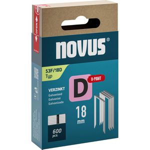 Novus-Tools Tackerklammern 53F/18D, D-Spitze, 18mm, Flachdrahtklammern, Typ 53F D, 600 Stück