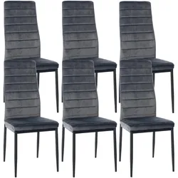 CLP 6er Set Esszimmerstühle Mayfair Samt   Farbe: grau, Material: Samt