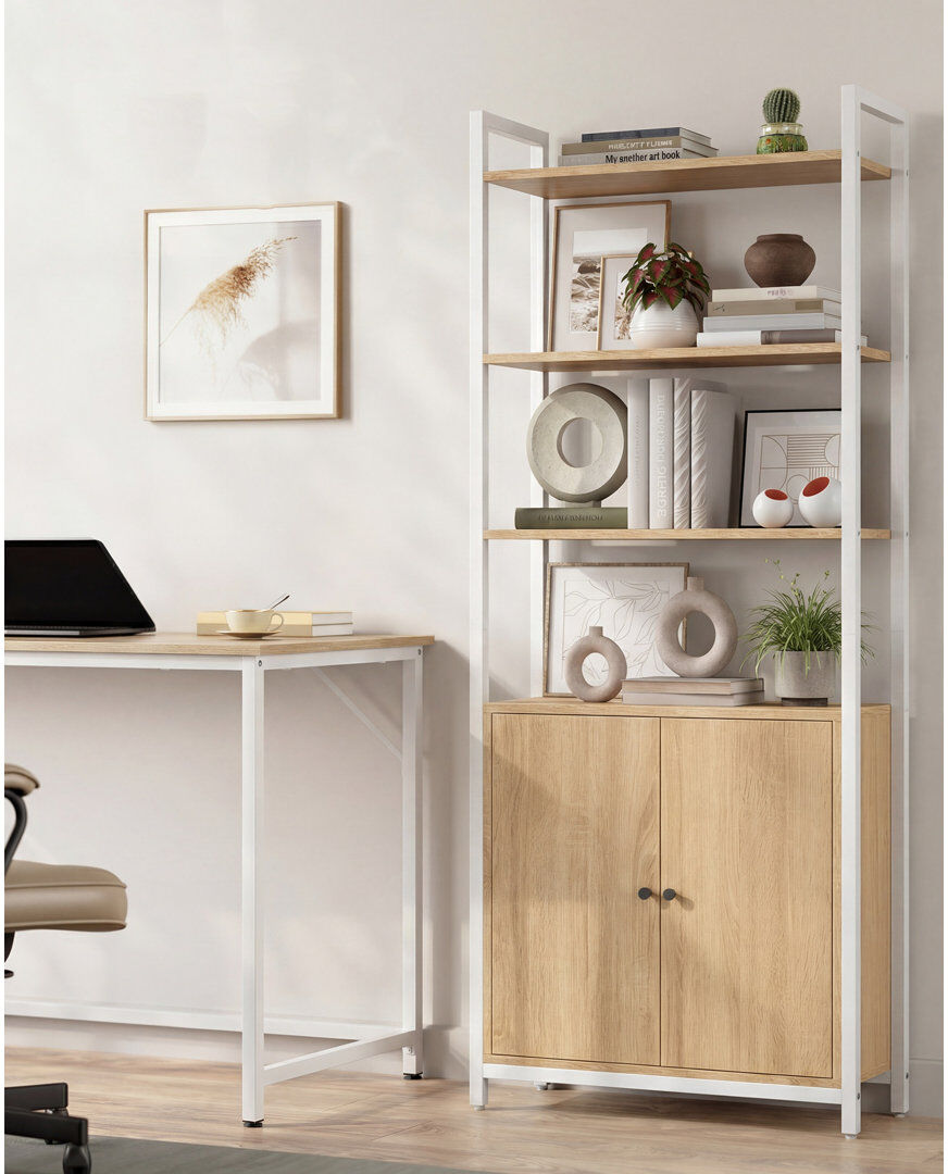 Ebern Designs 159cm H x 24cm W Steel Standard Bookcase White 159cm H X 24cm W X 60cm D