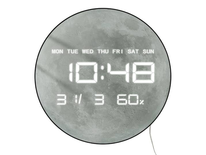Planète lune horloge murale numérique décor à la maison grand affichage LED horloge murale lunaire pour salon avec affichage de la température Date jour