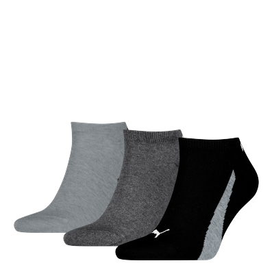 Sneakersocken PUMA "PUMA UNISEX LIFESTYLE SNEAKERS 3P", Herren, Gr. 35-38, Sockengröße, schwarz (grau, schwarz), Baumwollmischung, Socken Sneakersocken, Flache Zehennaht, Rippenbündchen